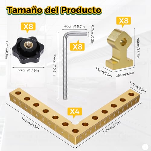 Miniatura 5 de Geevorks Abrazadera De Ángulo De 90 Grados,Cuadrados De Posicionamiento 90 Grados,Abrazadera De Esquina Tipo L,Para Carpintería, Bricolaje, Manualidades 140 Mm 5,5