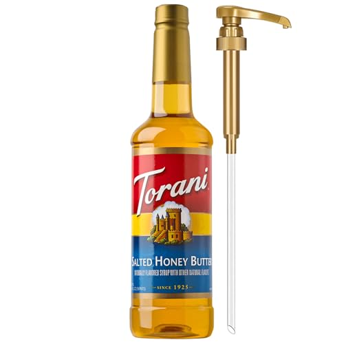 Image of Torani Coffee Syrup, Salted Honey Butter Syrup, Flavoring for Drinks and Desserts, Pump Included, 25.4 Fl Oz