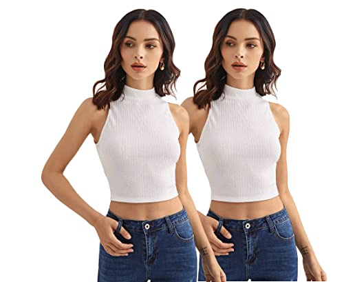 Image of Shasmi Women Crop Top, Ribbed, Stylish Tank Top, Soft and Comfy Fabric has Some Stretch