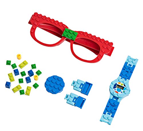 PlayBuild Ladrillos de construcción Juego de Reloj Digital y Gafas, Juguetes geniales para niños y niñas, Reloj clásico de Pulsera y Gafas para niños de Todas Las Edades.