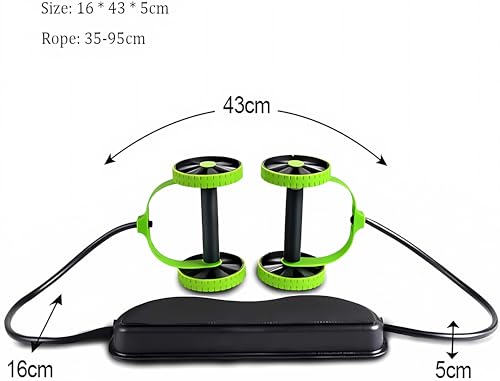 EUROXANTY-Rodillo Ejercicio Rueda Rally Dispositivo Multifuncional Abdominal Muscular Doble Rueda Dispositivo Abdominal Rally Cuerda de Rally de la Rueda Abdominal Fitness Rally Cuerda - imagen 4
