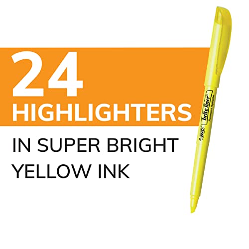 Bic Brite Liner Highlighters, Chisel Tip, 24-Count Pack Of Yellow Highlighters, Ideal Highlighter Set For Organizing And Coloring #TOP1