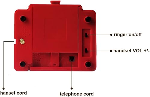 Miniatura 5 de Teléfono vintage rojo, teléfono fijo retro con cable para el hogar, teléfono de trabajo antiguo de una sola línea con timbre fuerte para personas