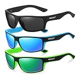 OJIRRU Gafas de sol hombre 3 Pares Gafas de sol Deportivas polarizadas para hombre mujer Protección UV400 Golf Ciclismo Pesca Running Deporte (Negro&azul&verde)