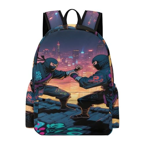 Ninja Duel Printed Backpack Water-Resistant Pack Stylish Bag Lightweight Travel Backpack
