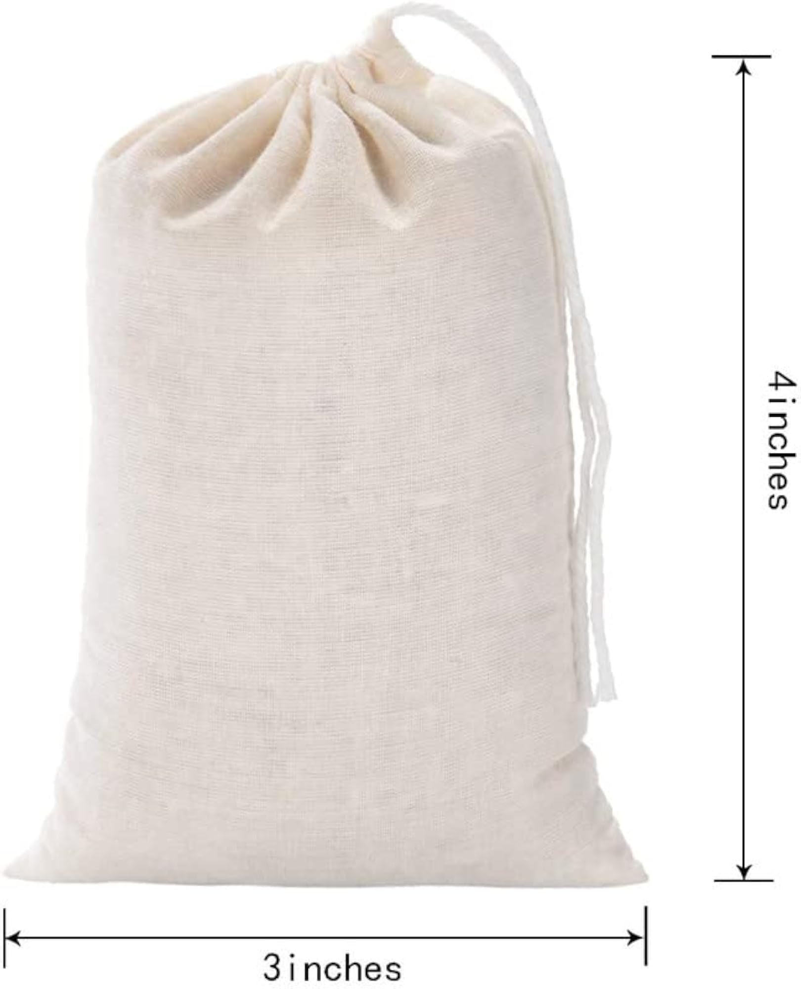 50 Pcs Muslin Bags, 3 x 4 Inch