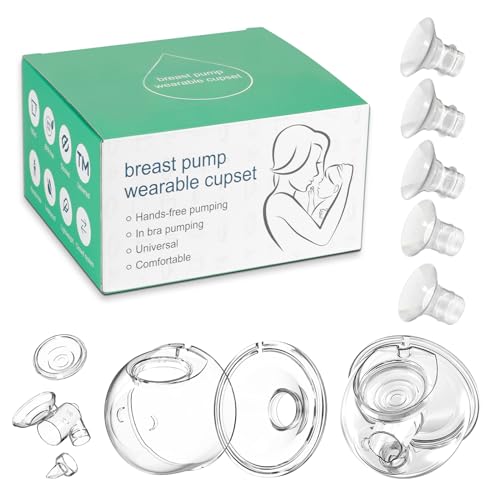 Image of Wearable Breast Pump Parts Milk Collector Cup 24mm Flange Compatible with Momcozy /TSRETE S9 /S12 Pump Replacement Parts, Extra 5pcs Flange Inserts