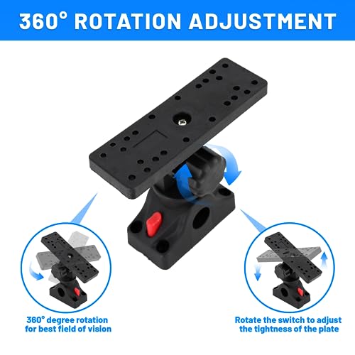 Image of Fish Finder Mounts for Boat, 360 Adjustable Fish Finder Mounting Brackets, Depth Finders Mount, Universal Marine Electronics Mounting Plate for Boat, Canoe, Kayak