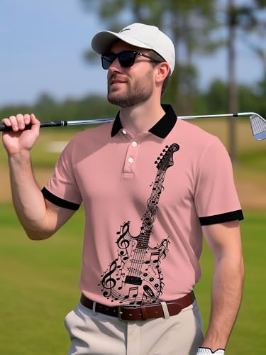 Image of PAGYMO Funny Golf Shirts for Men Crazy Printed Pattern Novelty Moisture Wicking Performance Mens Polo Shirt