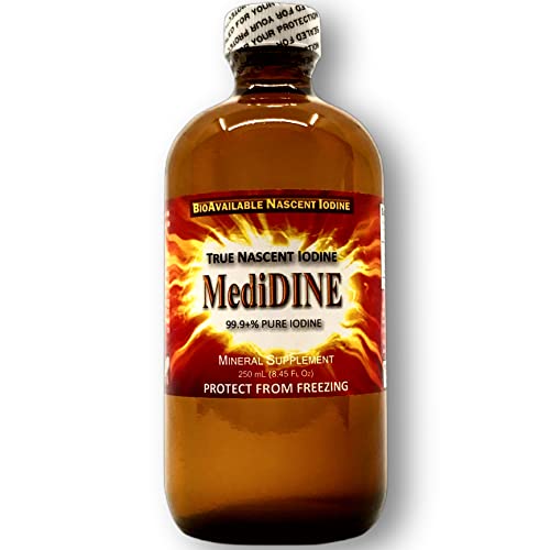 Medidine 60 Ppm (0.006% By Iodine) True Nascent Iodine Dietary Supplement – 250 Ml (8.45 Fl Oz) In Amber Glass Bottle #TOP5