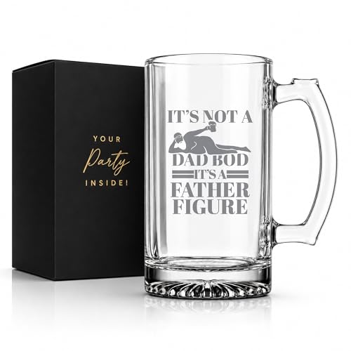 Your Dream Party Shop It's Not a Dad Bod It's a Father Figure Beer Glass Mug 16 Oz - Funny Dad...