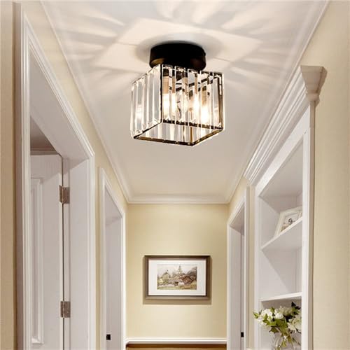 Plafonnier en cristal de plafond industriel noir pour chambre et salon