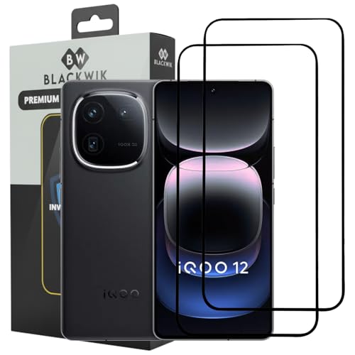 Image of Blackwik Tempered Glass Screen Protector for iQOO 12 5G / iQOO Neo 9 5G / iQOO Neo 9 Pro 5G with Edge-To-Edge Protector Coverage | Easy Installation Kit (Black) (Pack Of 2)