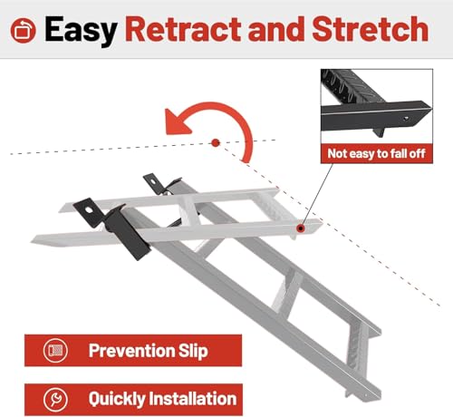 Image of HECASA 3-Rung Truck Step Universal Fit Most Truck Tractor Trailer | 14-1 /4in x 31-1 /2in Textured Slip-Resistant Surface Steel Powder Coated Black