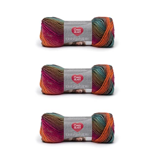 Red Heart Boutique Unforgettable Sunrise Yarn - 3 Pack of 100g/3.5oz - Acrylic - 4 Medium (Worsted) - 270 Yards - Knitting/Crochet