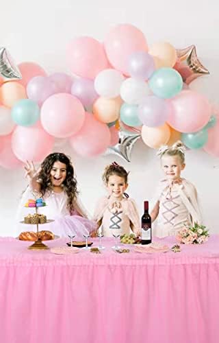 Lumaycens 3 Pack Pink Plastic Tablecloth 3 Pack Table Skirts, Plastic Rectangular Tablecloth, Disposable Plastic Tablecloth For Birthday Party, Wedding, Family Dinner