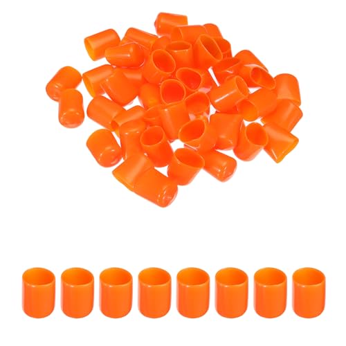 Image of MECCANIXITY 50pcs 15mm Rubber End Caps Cover PVC Vinyl Screw Thread Protector Round Wire Shelf Caps for Screw Bolt Pipe Fence Post, Orange