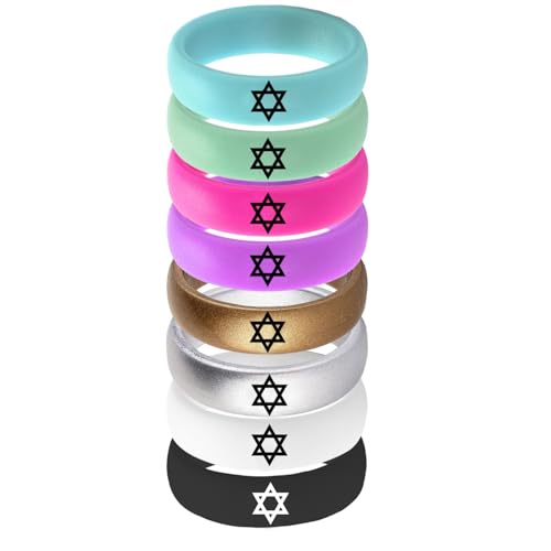 Hebrew Blessing Silicone Ring Stackable Rings Free Engraved Band Christmas Birthday Gift Comfortable Fit and Breathability for Men Women, in Hebrew, English 5.7mm - US Size 4 to 104