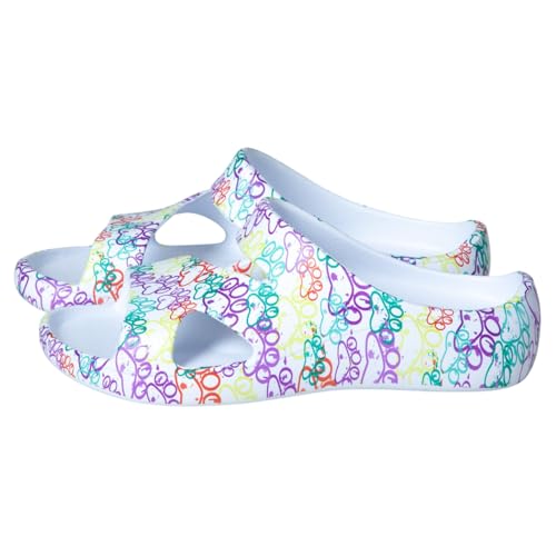 Image of GreaterGood Positively Inspired Womens Slide Sandals Lightweight Cushioned Slip On Comfortable Shower Shoes Quick Dry Durable, Beach, Pool, Travel, Walking Casual Slides Footwear