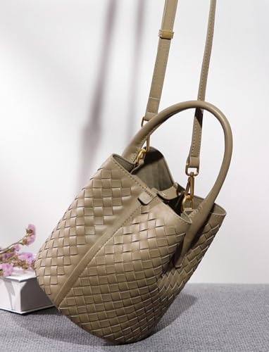 Women's Handwoven Bucket Bag Crossbody Handbag Leather Tote Bag Shoulder Purse Work Travel Woven Bag Top Handle Hobo Handbags2