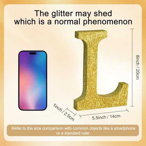 Image of TONIFUL 8 Inch Gold Glitter Letter L Table Centerpiece A-Z Gold Birthday Party Decorations,Gold Alphabet L for Birthday,Chrismas,Graduation,Bridal Shower,Wedding,Anniversary Party Supplies