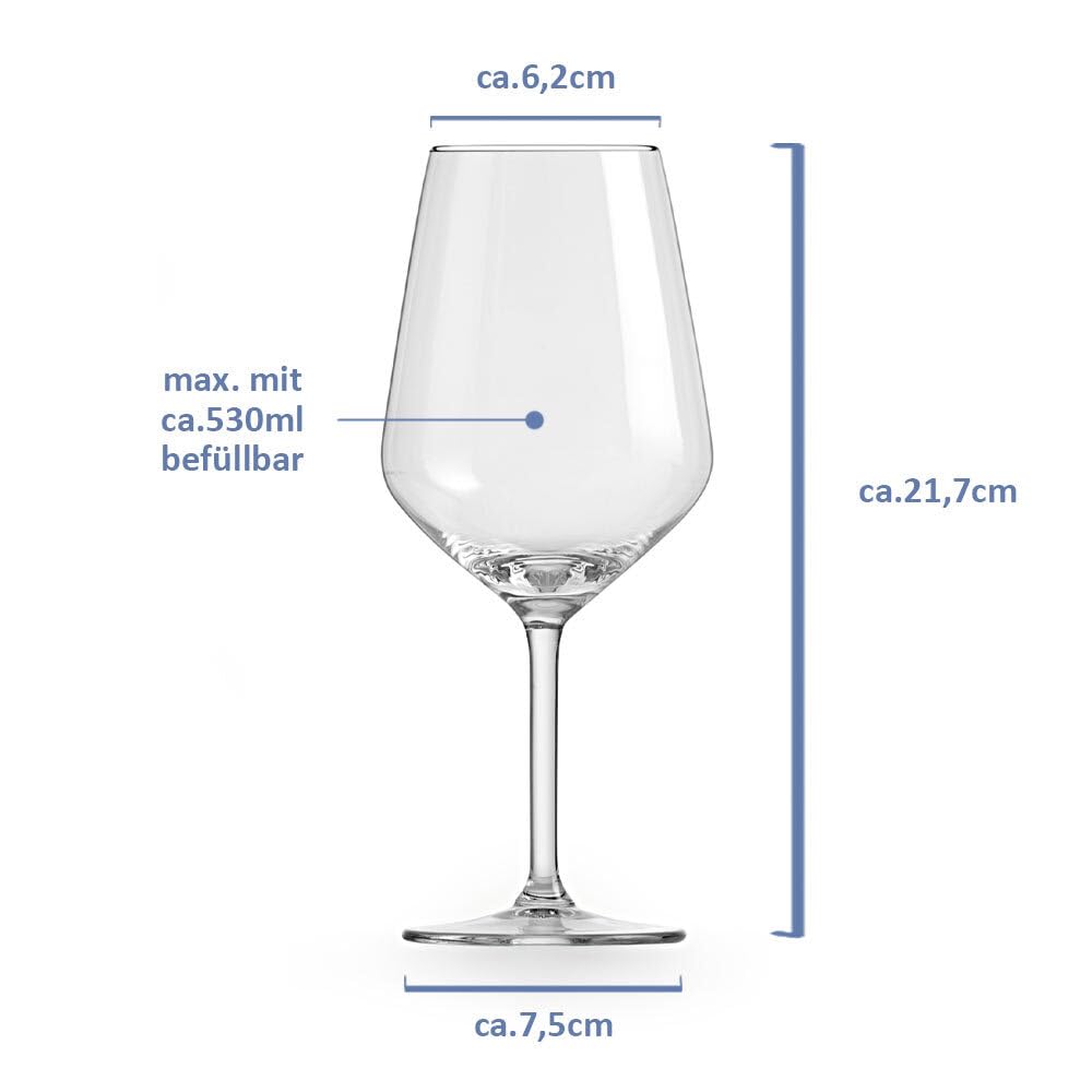 Murago - 24er Set Rotweingläser Elegance ca. 530 ml - Rotweinglas Weinglas Weingläser groß bauchig hochwertig für Wein 24 Stück spülmaschinenfeste Gläser für Rotwein Geschenk Wein Set