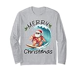 Photo Gallery surfing santa hawaiian divertente merry christmas wave surfer uomini maglia a manica Photo Gallery surfing santa hawaiian divertente merry christmas wave surfer uomini maglia a manica