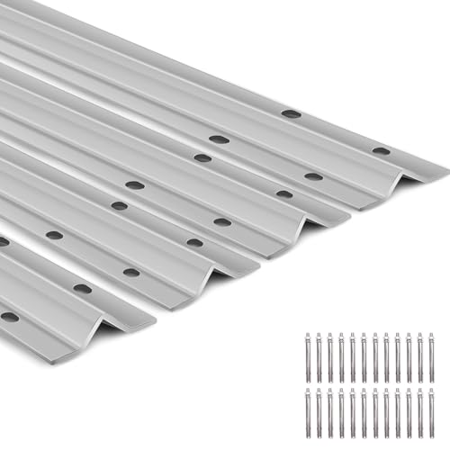 LAJIAOZ 16Ft V-Track for Sliding Gates, Galvanized Steel Heavy-Duty Inverted V-Groove Track with Hammer Drive Anchors, Durable & Rust-Resistant Rolling Gate Rail for Driveways Systems(4FT4PCS)