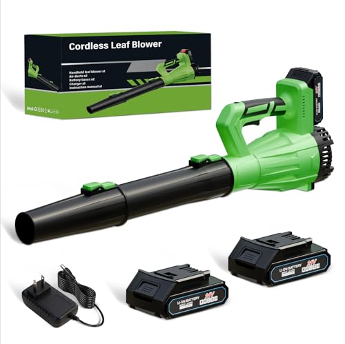 Cordless Leaf Blower 21V, 6-Speed High Power Electric Blower with 6.0Ah Battery, Lightweight Design, 2 Batteries & Fast Charger for Lawn, Patio, Dust and Leaves