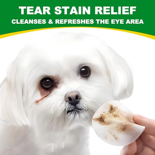 Augenpflege FingerPads für Hunde, 150 Stück Augenpflege Hund und Tränenfleckenentferner Hund, Augen Reinigungspads Hunde & Katzen, Entfernt Tränenstein & Speichelreste, Aloe Vera Extrakt, Sanfte