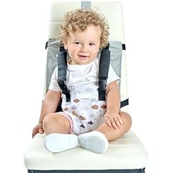 Trona De Tela Portatil Trona portatil bebe -Trona de bebe plegable como asiento bebe elevador y adaptable a la mesa para viajes-Silla infantil para comer de viaje con arnés para sentar a niños y bebés a la mesa
