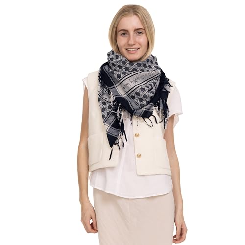 Sudra Jewish Scarf, Interlink Black Scarf with Fringe for Men & Women Premium Fabric, Versatile as Neck or Head Scarf2