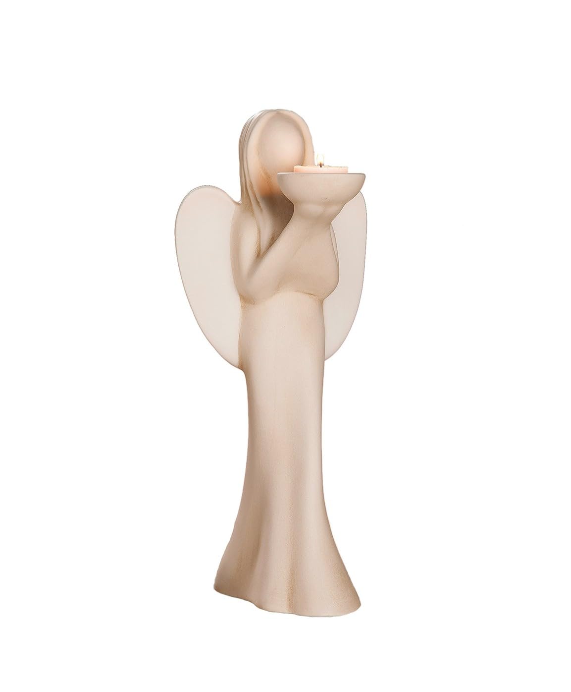 GILDE Deko Figur Engel Luciane Teelichthalter aus Keramik – Engelleuchter für Teelicht – Dekoration Tischdeko Geschenk – Farbe: Creme/Weiss Höhe 36,5 cm