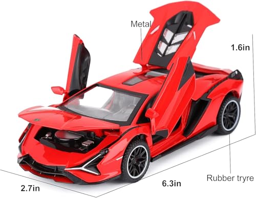 Image of 1:32 Lamborghini Sian Die-cast Metal Toy Car Pull Back Super car with Openable Doors with Sound and Light for Gifts Toys for Kids