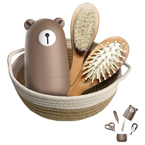Baby 7 in 1 Pflegeset, Nagelschere, Nagelfeile, Pinzette, Naturholz-Haarkamm, Aufbewahrungskorb,für Kinder und Neugeborene in einer schönen Geschenkbox Cover