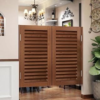Generic Interior Louvered Swing Cafe Doors Swinging Doors Retro Counter Swinging Doors Bar Partition Half Waist Cowboy Door for Kitchen Balcony,002,131/140 * 90cm