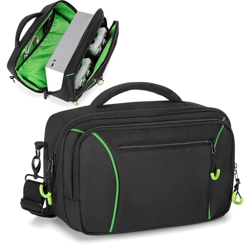 PGmoon Travel Carrying Case Compatible with Xbox Series S, Storage Carry Bag with Padded PE Foam Liner for Controllers, Cables and More Accessories (Patent Design)
