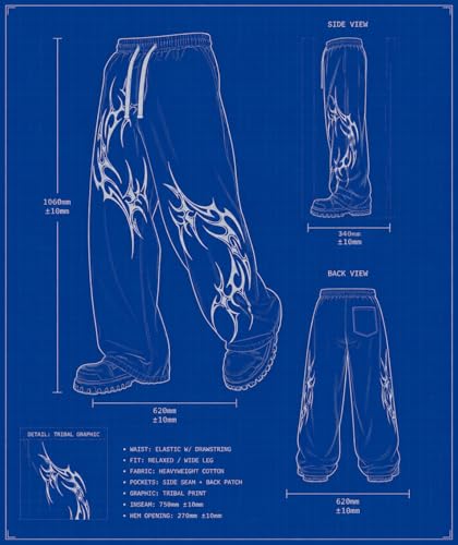 Image of Men's Baggy Track Pants, Baggy Streetwear, Cotton Track Pants, Elastic Waist & Relaxed Fit Bottoms.