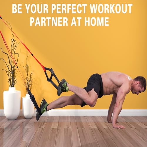 Image of Bodyweight Resistance Training Straps, Complete Home Gym Fitness Trainer kit for Full-Body Workout, Included Door Anchor, Extension Strap, Fitness Guide