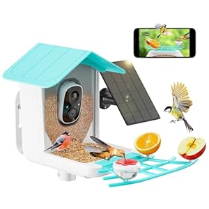 Smart Bird Feeder with Camera, Bird House with Cam with AI Identify Bird Species, Auto Capture Bird Videos & Motion Detection, Real Time Views, Bird Watching Camera Gift for Bird Lover