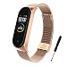 Produktbild Kcdream für Xiaomi Mi Band 4 Armband, Mi4 Ersatzband Edelstahl Armband Replacement Strap Uhrenarmbänder Metall für Xiaomi Mi Band 4 - Roségold