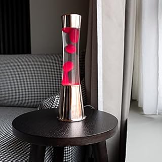 Fisura. - Lampe à Lave Rose Avec Base Chrome, Liquide Transparent. Lampe d'Ambiance Originale. Ampoule de Rechange Incluse. 11 cm x 11cm x 39,5 cm
