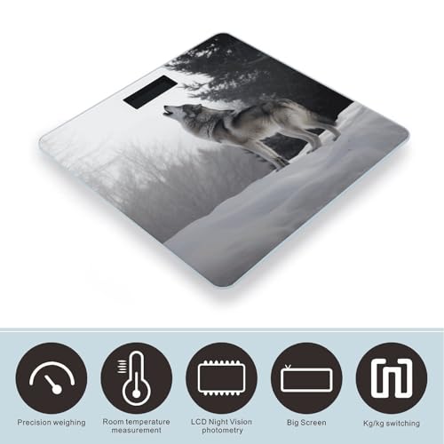 Báscula digital de baño Howling Wolf 400 lb vidrio templado miniatura 3