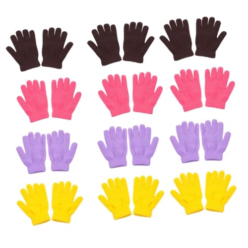 Ipetboom Children Gloves 12 Pairs Winter Fluffy Mittens Easy to Wear Light Compact Great Christmas/holiday Kids Color