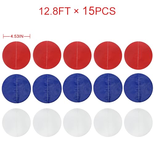 Image of 192Ft Royal Blue Red White Party Decorations Big Circle Dots Tissue Paper Backdrop Streamer Garland for 4th of July American USA National Day Patriotic Veterans Graduation Wedding Birthday Party