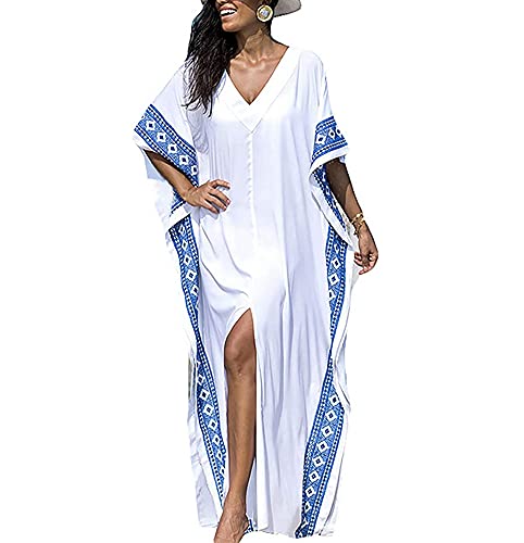 Robe décontractée femme caftan blanc grande taille pour des instants de liberté