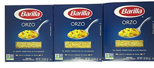 Barilla Orzo, Pack Of 3, Bundled With Lang's Recipe Card, Barilla Orzo, Macoroni, Al Dente Pasta In 10Mins, Barilla Pasta Meals, Three 1Lb Boxes, 3Lbs #TOP19