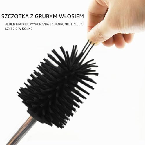 2 szczotki do toalety z silikonu, szczotka do czyszczenia z miękkimi włosami i długą rękojeścią, szczotka do czyszczenia toalet w pozycji klęczącej, odpowiednia do toalet