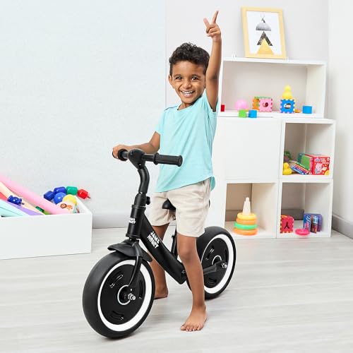 Image of Amazon Brand - Jam & Honey Kids Lightweight Pedal Free Balance Cycle | Safe, Durable, and Made in India | Suitable for Girls and Boys 2-4 Years | BIS Certified (Black) | 12 Inch