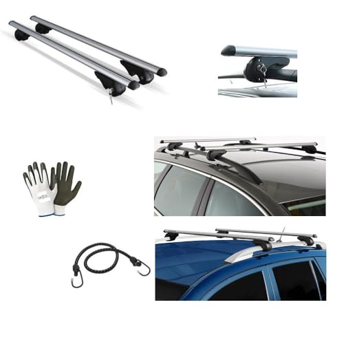  COMPATIBILE CON VOLVO V70 anno 2002 BARRE PORTATUTTO PORTABAGAGLI MENABO 135CM ALLUMINIO BARRA PER AUTO CON RAILING NON ATTACCATI COMPLETAMENTE AL TETTO